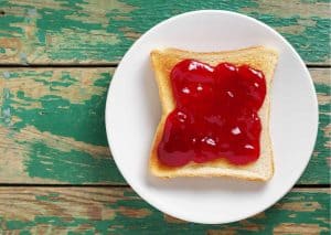 Jam on toast for a pre-workout snack