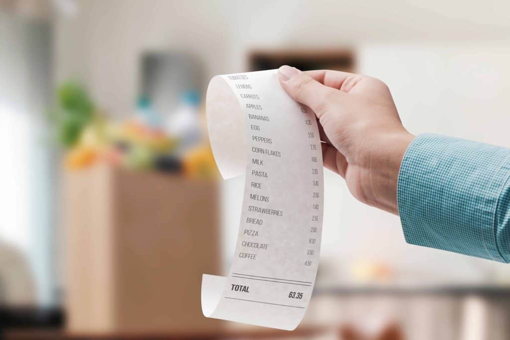 Shopping receipt